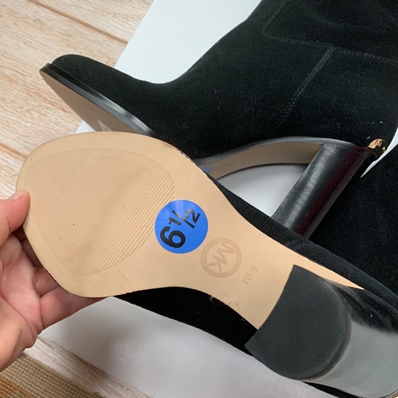 Michael Kors 🖤 Two Way Over Knee Boot Slouchy Wide Split Open Top Black Suede - Picture 7 of 16